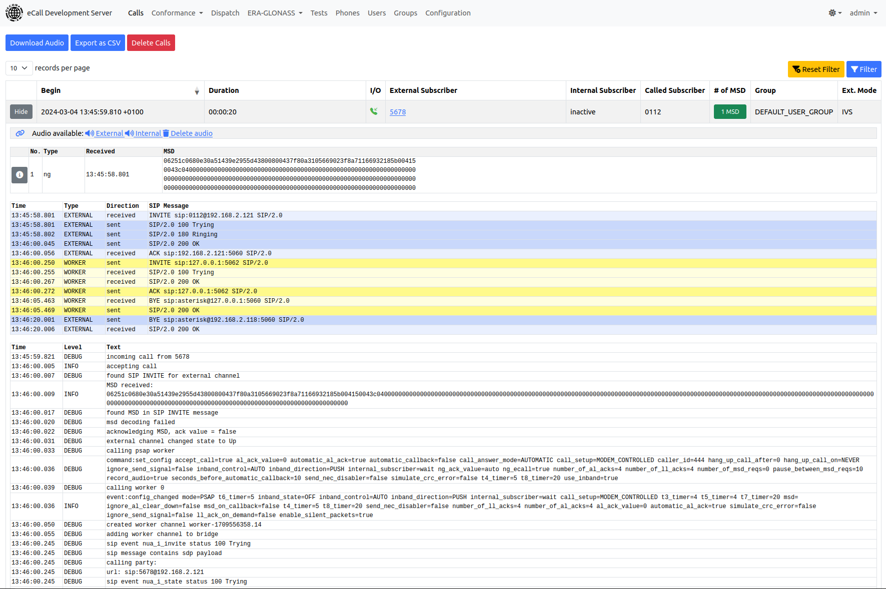 expanded call view